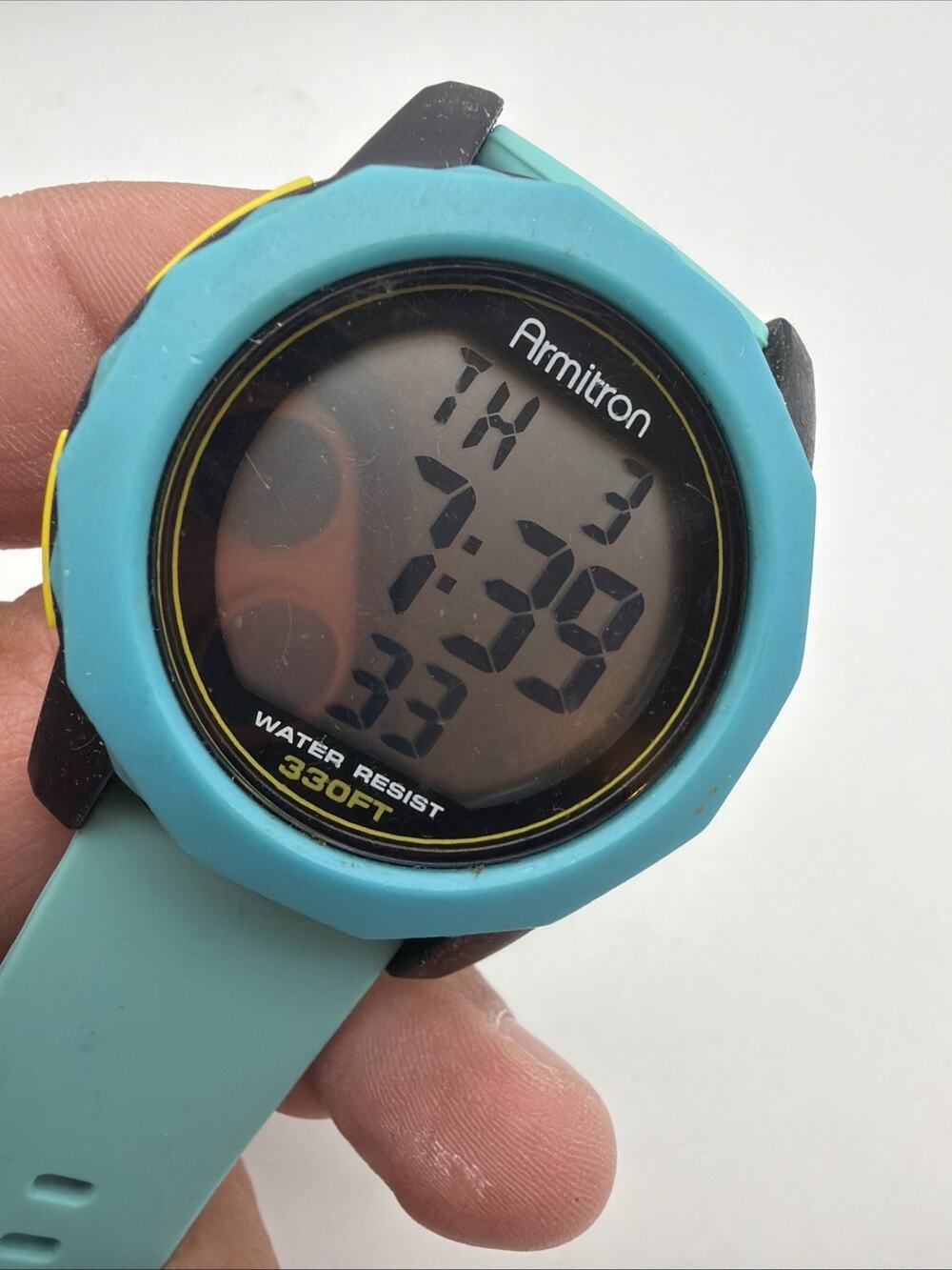 Armitron All Sport Y2K Digital Watch Rare 330ft Water Resistance Neon 40/8274